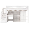 3FT KIDS BED HIGH SLEEPER CABIN LOFT BED WITH DESK, WARDROBE AND STORAGE STAIRS