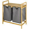 Bathroom Bamboo Laundry Basket Hamper Cloth Pull Out Bag Top Shelf Storage Unit