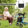 Folding Aluminum Walker Four Wheels Medical Rollator with Seat & Carrying Bag