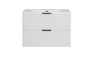 Bathroom Vanity Unit 800mm Ribbed Textured White Modern Wall Hung Floating Adel