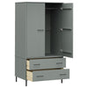 LAPOOH Wardrobe with Metal Legs Grey 90x55x172.5 Solid Wood OSLO,Bedroom R0G8