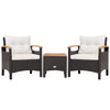 3 pcs Outdoor Rattan Sofa Set Patio Furniture Set with Coffee Table Conversation