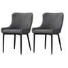 Pair of Grey Faux Leather/PU Chairs Luxury Design Padded Seat Round Back Damask