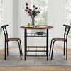 3 Pcs Compact Dining Room Set Kitchen Breakfast Bar Table with Storage Shelf