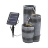 Solar Powered LED Water Feature Fountain Outdoor 3 Tier Barrel Garden Ornament