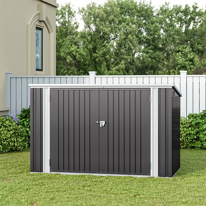 Large Garden Lockable Storage Bike Sheds Tool Box Outdoor Garbage Bin Shed 210cm
