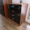 High Gloss Chest of Draws Bedroom Furniture Set Black&Walnut Hallway Storage