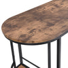 Industrial Breakfast Bar Table and 2 Stools Dining Set W/ Wine Rack Side Storage
