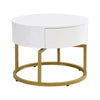 Round Nesting Coffee Tables Set of 2 Table With Drawers Storage Side Table White
