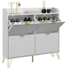 Narrow Shoe Storage Cabinet Rack 4 Flip Drawers 16 Pairs of Shoes Console Table