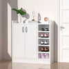 2 Door Wooden Shoe Storage Cabinet Rack Stand Cupboard With Side Shelves Rack