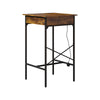 Vintage Breakfast Bar Table Wood Metal Bar Table with Drawer Power Outlet 60*60