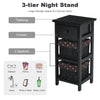 2 PCS Nightstand 3-Tier Bedside Sofa Table Modern Bedroom Side Table w/2 Baskets
