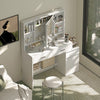 Dressing Table with Adjustable LED Light Vanity Table White 4 Drawers