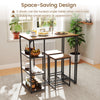 2 Person Dining Furniture Set 3-Piece Bar Table Set-Brown