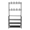Black Metal Clothes Rail Rack Garment Stand Corner Open Wardrobe with Shelf