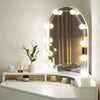 Corner Dressing Table with LED Lights Arch Mirror Vanity Make up Desk Stool Set