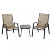 3 Piece Outdoor Furniture Set Stackable Chairs Steel Table Patio Balcony Garden