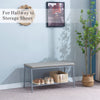 Rectangular Grey Faux Leather Dining Bench with Metal Storage Shelf Shoes Bench