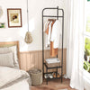 Freestanding Hall Tree Corner Coat Rack with Top Hanger & 2 Mesh Shelves