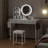 LED Lighted Dressing Table Mirror Makeup 3 Drawer Vanity Desk Charging Station