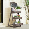 Rustic 3 Tier Wooden Chalkboard Produce/ Retail Display Stand Plant Flower Shelf