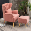 Chesterfield High Back Chair Winged Armchair Queen Anne Leisure Sofa w/Footstool