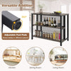 3-Tier Bar Table Breakfast Dining Table Kitchen Island Table with Open Shelves