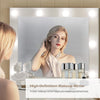 Vanity Desk with Mirror Lights Glass Top Dressing Table w/ 2 Drawers & Stool UK