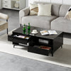 Black High Gloss Coffee Table with Four Storage Rectangular Living Room Modern