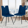 2Pcs Dining Chairs Velvet / Faux Leather Seat Metal Legs Dining room Chair