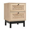 2 Straw Woven Drawer Bedside Table Chest of Drawers Storage Cabinet Furniture