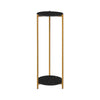 90cm Plant Stand Plant Holder Tall Side End Table 2-Tier with Golden Metal Frame