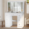 7 Drawers Dressing Table Makeup Desk Dresser with Mirror LED Light Bedroom White