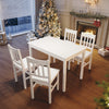 Classic Solid Wooden White Dining Table and 4 Chairs Set Kitchen Home Furniture