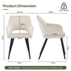 2Pcs Beige Velvet Dining Chair with Diamond Seat & Metal Legs Dining Room