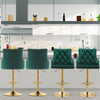 Green 2 X Bar Stools Swivel Kitchen Velvet Seats Adjustable Height For Kitchen