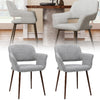 2Pcs Kitchen Dining Chairs Linen Fabric Padded Home Office Chair Set Hollow Back