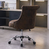 Classic Chesterfield Brown Faux Leather Office Chair Swivel Adjustable Desk Seat