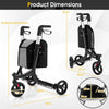 Three Wheel Rollator Walker Aluminium Foldable Mobility Aid Walker w/Handle