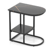 2-Tier Couch Table C-shaped End Table with Storage Shelf-Black