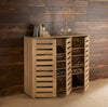 3 Door Oak Wooden Shoe Storage Cabinet Rack Stand Cupboard Slatted Doors
