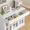 Sideboard Kitchen Cupboard Buffet Cabinet 3 Door 2 Drawer Unit White Glass 120cm