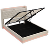 5ft King Size Ottoman Storage Bed Frame Upholstered Headboard LED & USB Charging