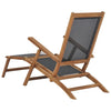 Solid Teak Wood Deck Chair with Footrest Black Outdoor Sun Lounger