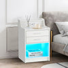 White LED Bedside Cabinet Table Side Table Display Drawers Shelf Storage Socket