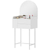 Dressing Table with Arched Mirror and 3 Drawers for Bedroom Small Spaces White