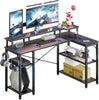 Computer desk 55" L-shaped Corner Desk with 2-Layer Side Storage + Monitor Shelf