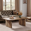 Rectangle Coffee Table, 47-Inch Farmhouse Wooden Center Table for Living Room
