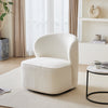 Upholstered Boucle Accent Tub Armchair Swivel Wing Back Single Sofa Chair, White